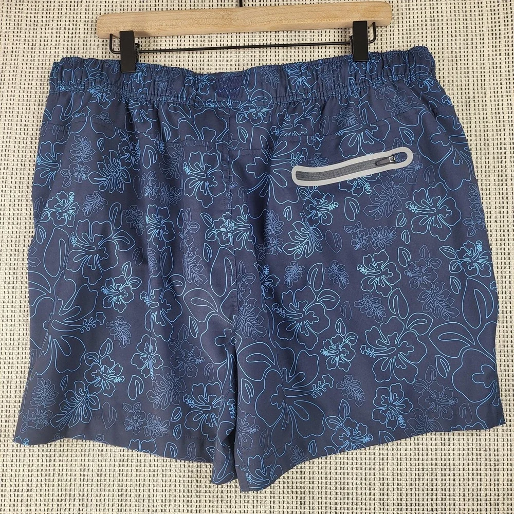Mack Weldon Swim Shorts Mens XL Blue Floral‎ Hibiscus Board Trunks Quick Dry